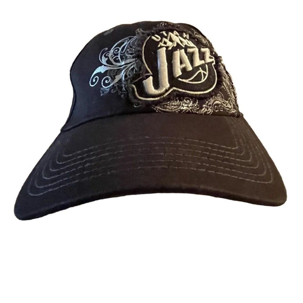 Utah Jazz Women’s New Era Embroidered Hat Adjustable Black With White Logo